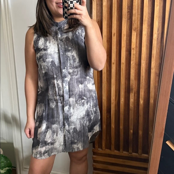 Eileen Fisher Dresses & Skirts - Eileen‎ Fisher 100% Silk Marled Grey Shirtdress. XS run big